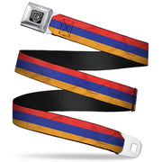 BD Wings Logo CLOSE-UP Full Color Black Silver Seatbelt Belt - Armenia Flag Distressed Webbing Seatbelt Belts Buckle-Down