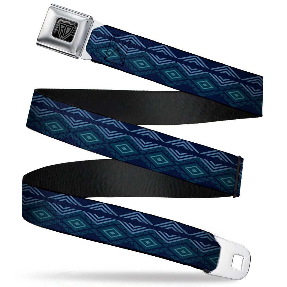 BD Wings Logo CLOSE-UP Full Color Black Silver Seatbelt Belt - Aztec3 Blues Webbing Seatbelt Belts Buckle-Down