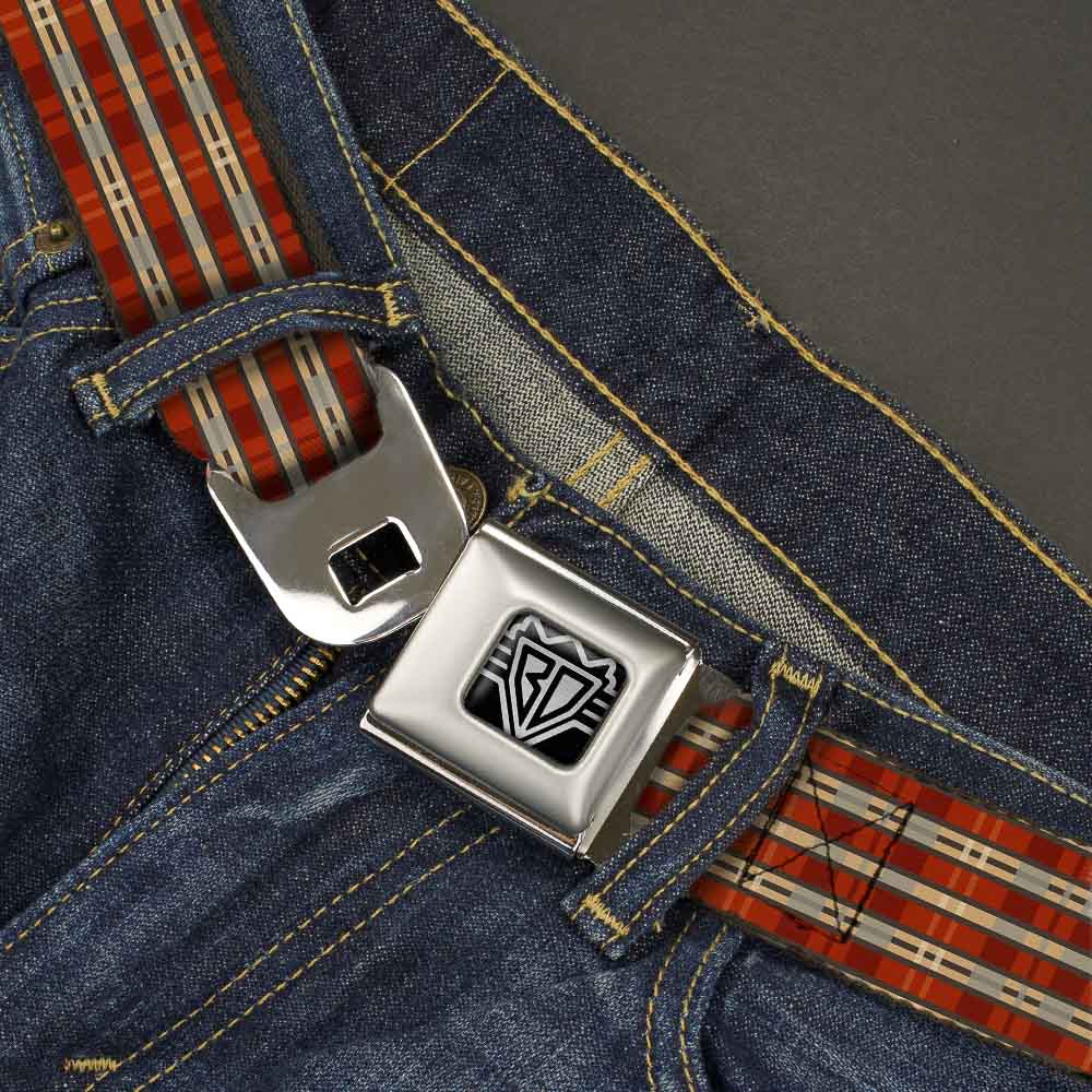 BD Wings Logo CLOSE-UP Full Color Black Silver Seatbelt Belt - Americana Plaid2 Webbing Seatbelt Belts Buckle-Down