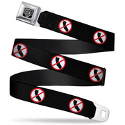 BD Wings Logo CLOSE-UP Full Color Black Silver Seatbelt Belt - Anti-California Logo Black/Red/White Webbing Seatbelt Belts Buckle-Down