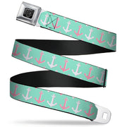 BD Wings Logo CLOSE-UP Full Color Black Silver Seatbelt Belt - Anchor2 CLOSE-UP Green/Pink/White Webbing Seatbelt Belts Buckle-Down