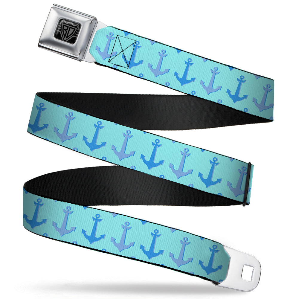 BD Wings Logo CLOSE-UP Full Color Black Silver Seatbelt Belt - Anchor2 CLOSE-UP Turquoise/Blues Webbing Seatbelt Belts Buckle-Down
