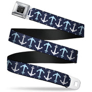 BD Wings Logo CLOSE-UP Full Color Black Silver Seatbelt Belt - Anchor2 Flip CLOSE-UP Navy/Baby Blue/White Webbing Seatbelt Belts Buckle-Down