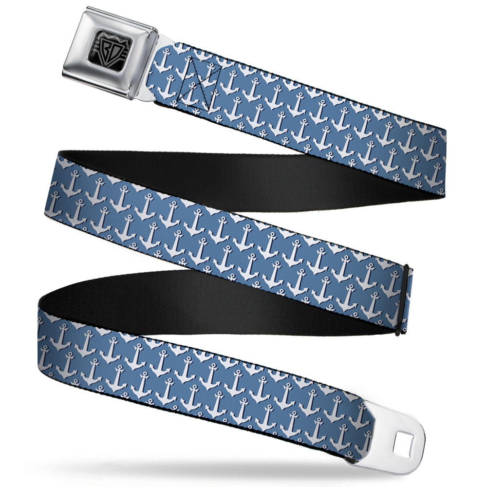 BD Wings Logo CLOSE-UP Full Color Black Silver Seatbelt Belt - Anchor2 Monogram Baby Blue/Navy/White Webbing Seatbelt Belts Buckle-Down