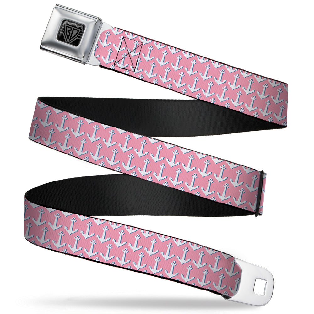 BD Wings Logo CLOSE-UP Full Color Black Silver Seatbelt Belt - Anchor2 Monogram Baby Pink/Baby Blue/White Webbing Seatbelt Belts Buckle-Down