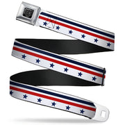 BD Wings Logo CLOSE-UP Full Color Black Silver Seatbelt Belt - Americana Stars & Stripes5 White/Blue/Red Webbing Seatbelt Belts Buckle-Down