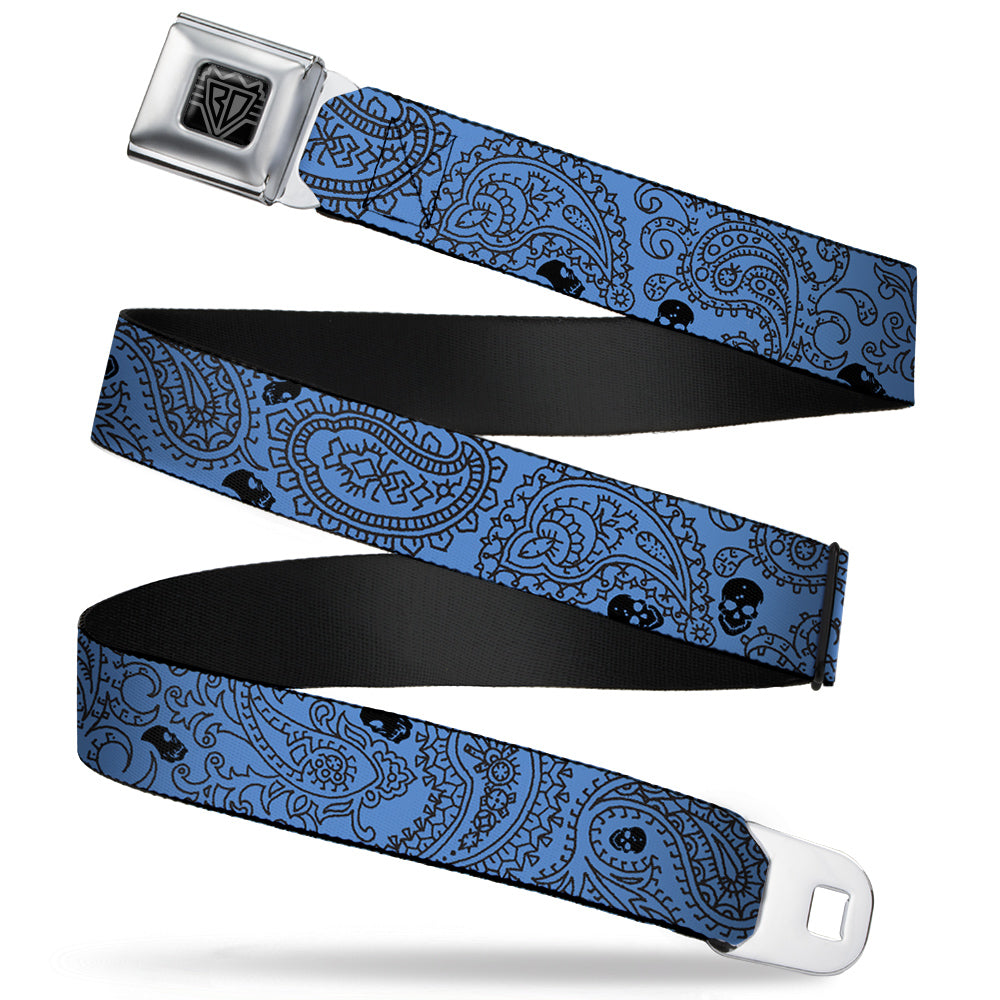 BD Wings Logo CLOSE-UP Full Color Black Silver Seatbelt Belt - Bandana/Skulls Baby Blue/Black Webbing Seatbelt Belts Buckle-Down