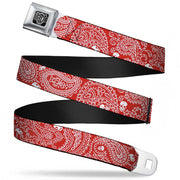 BD Wings Logo CLOSE-UP Full Color Black Silver Seatbelt Belt - Bandana/Skulls Red/White Webbing Seatbelt Belts Buckle-Down