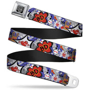 BD Wings Logo CLOSE-UP Full Color Black Silver Seatbelt Belt - BD Cartoon Webbing Seatbelt Belts Buckle-Down