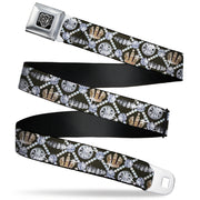 BD Wings Logo CLOSE-UP Full Color Black Silver Seatbelt Belt - Bling Webbing Seatbelt Belts Buckle-Down