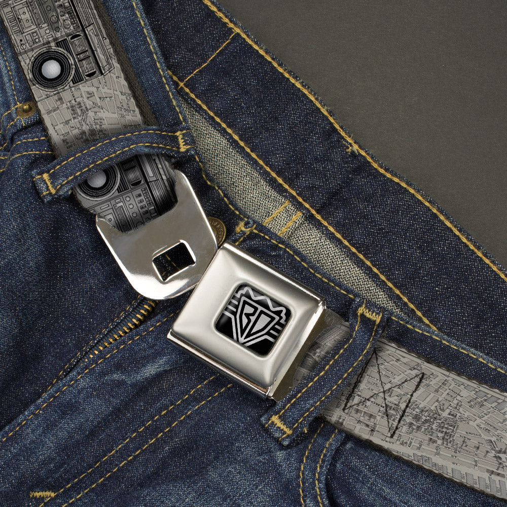 BD Wings Logo CLOSE-UP Full Color Black Silver Seatbelt Belt - Boombox Webbing Seatbelt Belts Buckle-Down