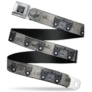 BD Wings Logo CLOSE-UP Full Color Black Silver Seatbelt Belt - Boombox Webbing Seatbelt Belts Buckle-Down