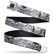 BD Wings Logo CLOSE-UP Full Color Black Silver Seatbelt Belt - BD Skull w/Roses Webbing Seatbelt Belts Buckle-Down