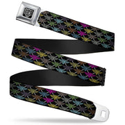 BD Wings Logo CLOSE-UP Full Color Black Silver Seatbelt Belt - BD Monogram Black/Multi Neon Webbing Seatbelt Belts Buckle-Down