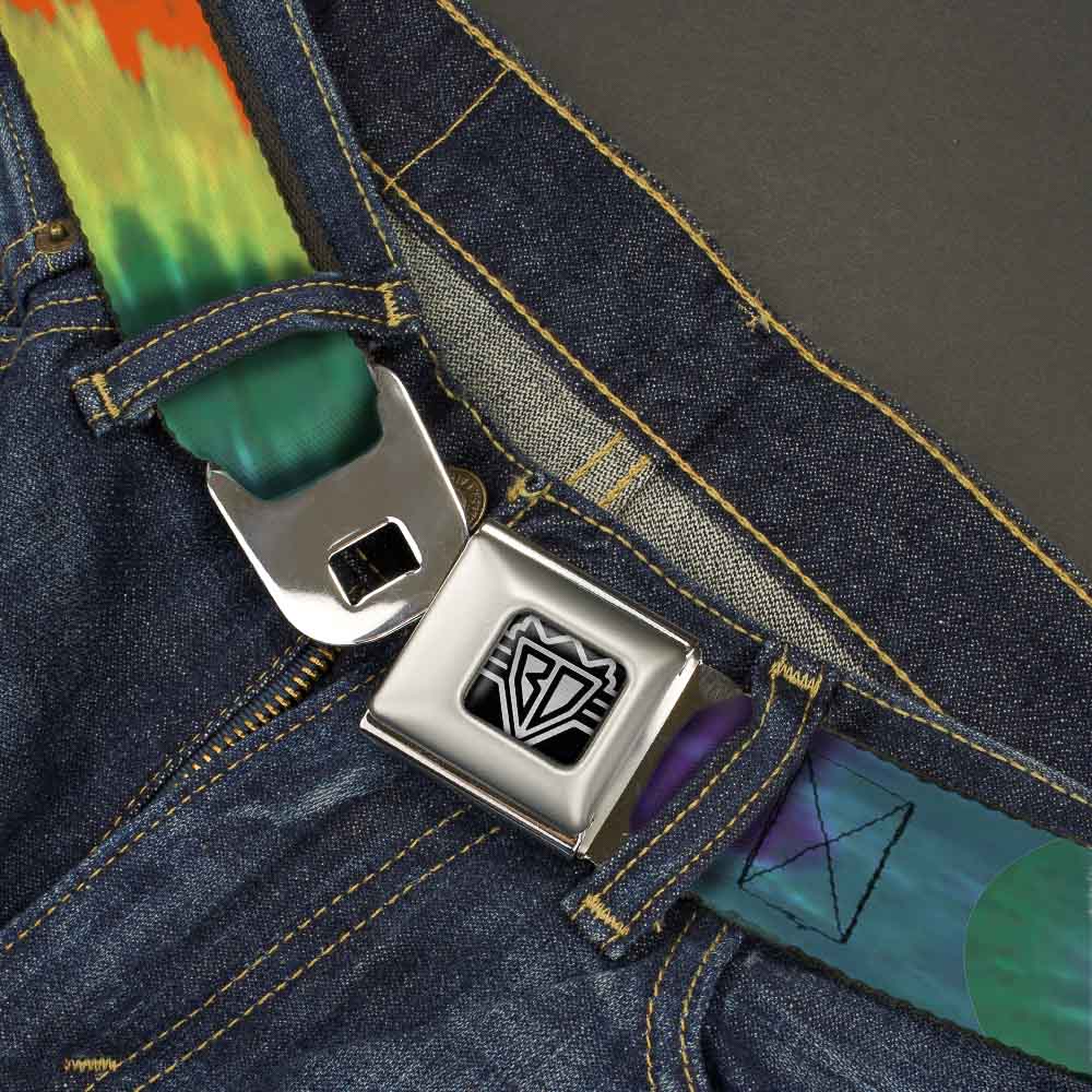 BD Wings Logo CLOSE-UP Full Color Black Silver Seatbelt Belt - BD Tie Dye Webbing Seatbelt Belts Buckle-Down