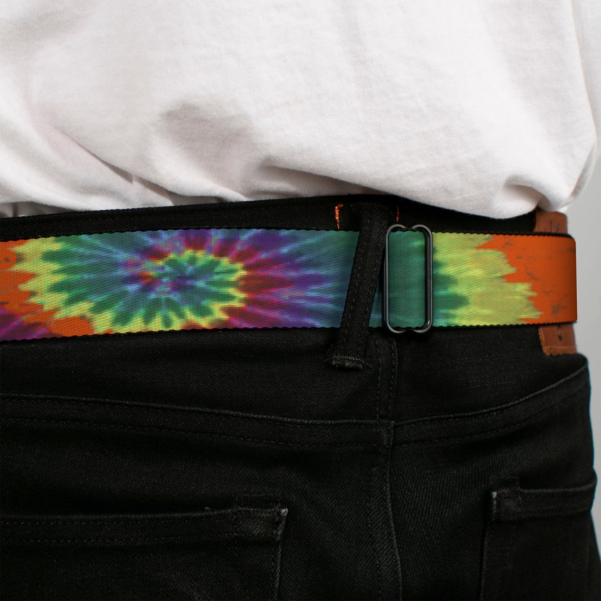 BD Wings Logo CLOSE-UP Full Color Black Silver Seatbelt Belt - BD Tie Dye Webbing Seatbelt Belts Buckle-Down