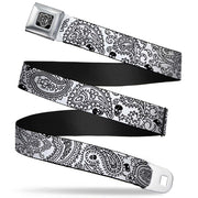 BD Wings Logo CLOSE-UP Full Color Black Silver Seatbelt Belt - Bandana/Skulls White/Black Webbing Seatbelt Belts Buckle-Down