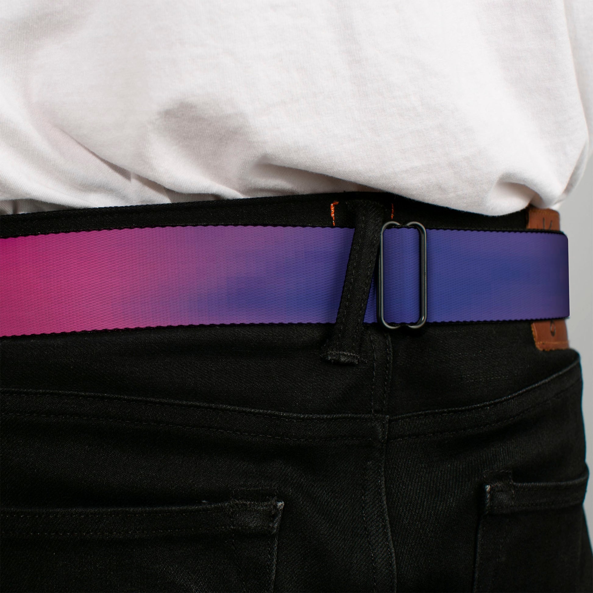 BD Wings Logo CLOSE-UP Full Color Black Silver Seatbelt Belt - BD Psychedelic Webbing Seatbelt Belts Buckle-Down