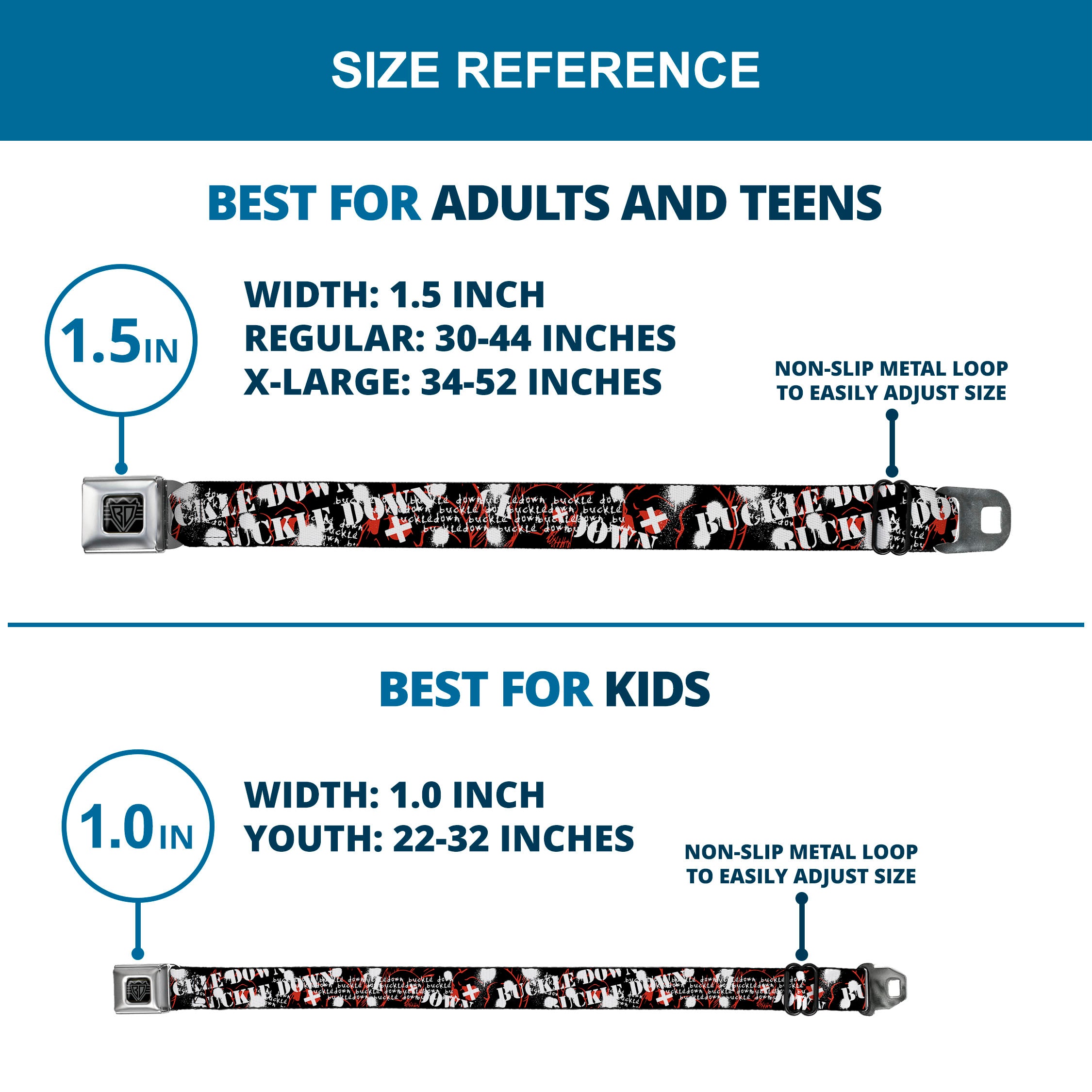 BD Wings Logo CLOSE-UP Full Color Black Silver Seatbelt Belt - BD Punk Webbing Seatbelt Belts Buckle-Down