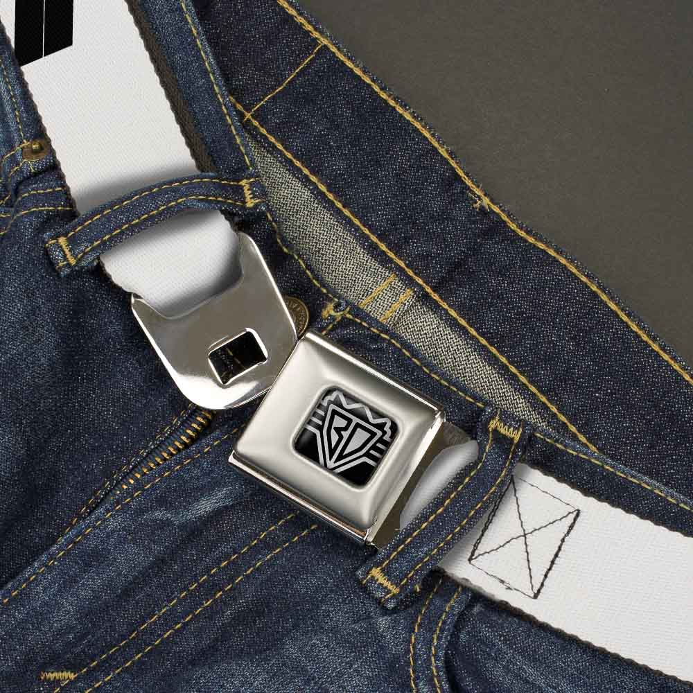 BD Wings Logo CLOSE-UP Full Color Black Silver Seatbelt Belt - Born to Raise Hell Yellow Webbing Seatbelt Belts Buckle-Down