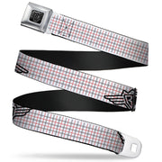 BD Wings Logo CLOSE-UP Full Color Black Silver Seatbelt Belt - BD Plaid White/Gray/Red Webbing Seatbelt Belts Buckle-Down