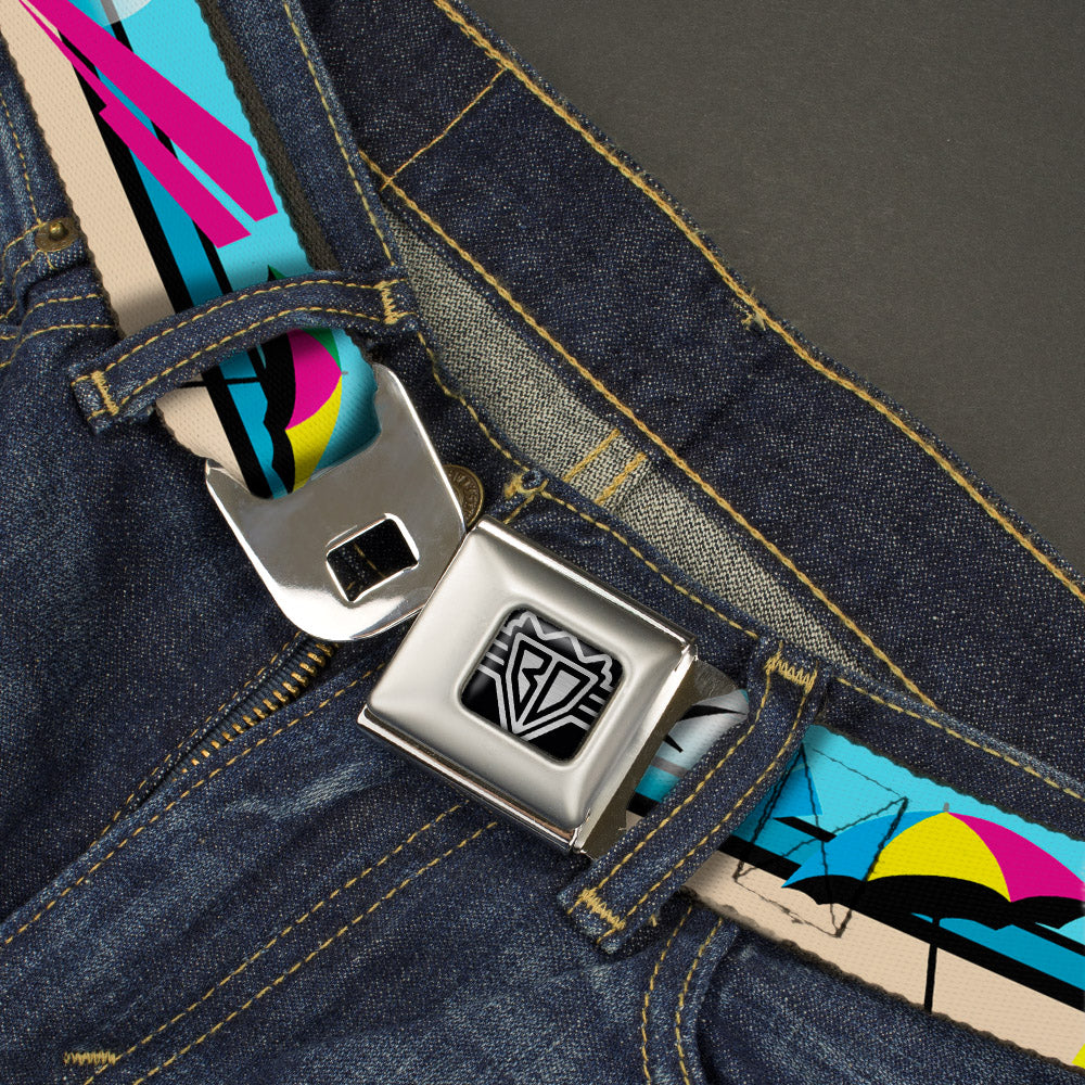 BD Wings Logo CLOSE-UP Full Color Black Silver Seatbelt Belt - Beach Scene 2 Webbing Seatbelt Belts Buckle-Down