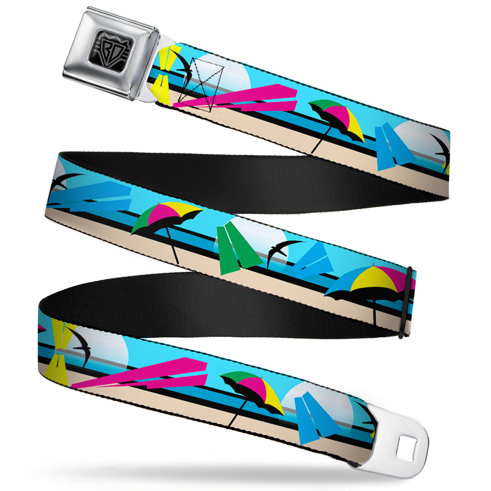 BD Wings Logo CLOSE-UP Full Color Black Silver Seatbelt Belt - Beach Scene 2 Webbing Seatbelt Belts Buckle-Down