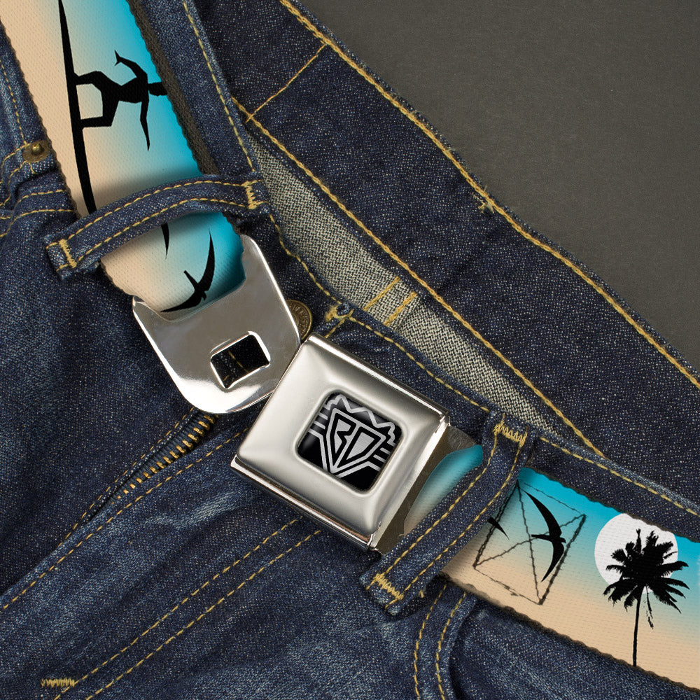 BD Wings Logo CLOSE-UP Full Color Black Silver Seatbelt Belt - Beach Surfer Webbing Seatbelt Belts Buckle-Down