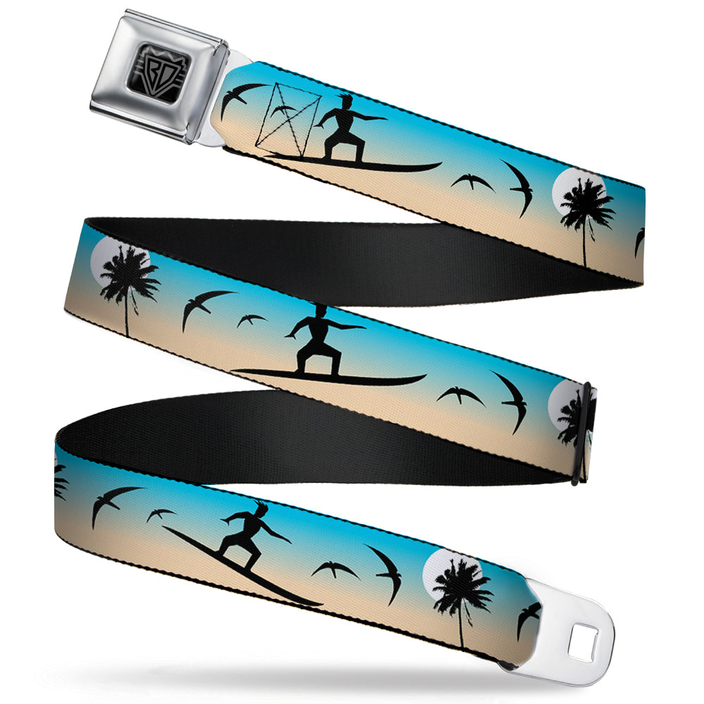 BD Wings Logo CLOSE-UP Full Color Black Silver Seatbelt Belt - Beach Surfer Webbing Seatbelt Belts Buckle-Down