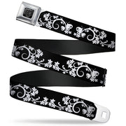 BD Wings Logo CLOSE-UP Full Color Black Silver Seatbelt Belt - Butterfly Garden2 Black/White Webbing Seatbelt Belts Buckle-Down
