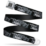 BD Wings Logo CLOSE-UP Full Color Black Silver Seatbelt Belt - Brooklyn New York Webbing Seatbelt Belts Buckle-Down