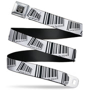 BD Wings Logo CLOSE-UP Full Color Black Silver Seatbelt Belt - Barcode Webbing Seatbelt Belts Buckle-Down