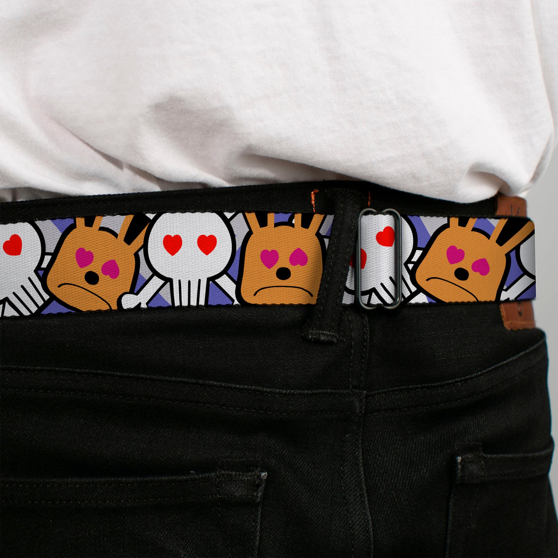 BD Wings Logo CLOSE-UP Full Color Black Silver Seatbelt Belt - BD Cartoon CLOSE-UP Webbing Seatbelt Belts Buckle-Down