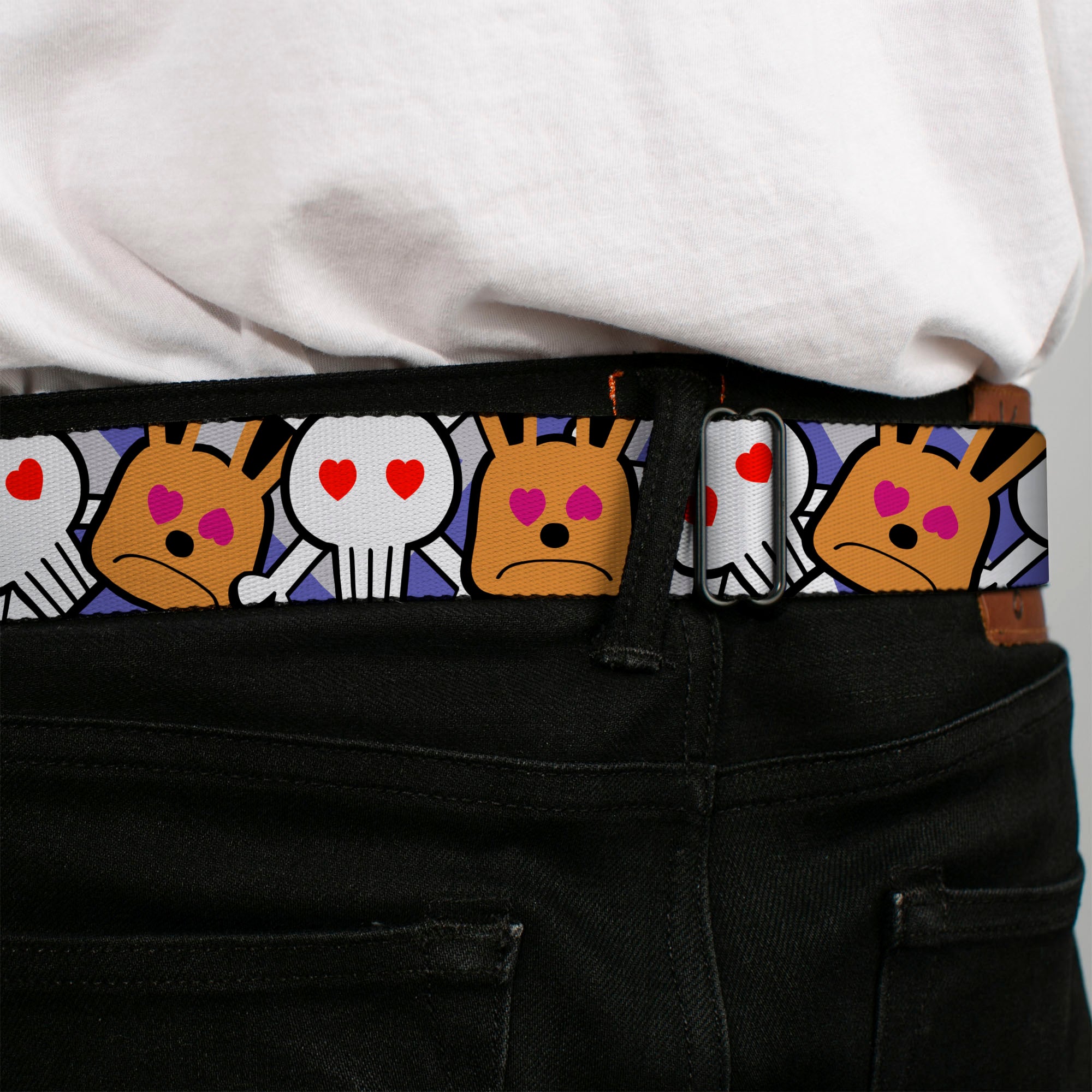 BD Wings Logo CLOSE-UP Full Color Black Silver Seatbelt Belt - BD Cartoon CLOSE-UP Webbing Seatbelt Belts Buckle-Down