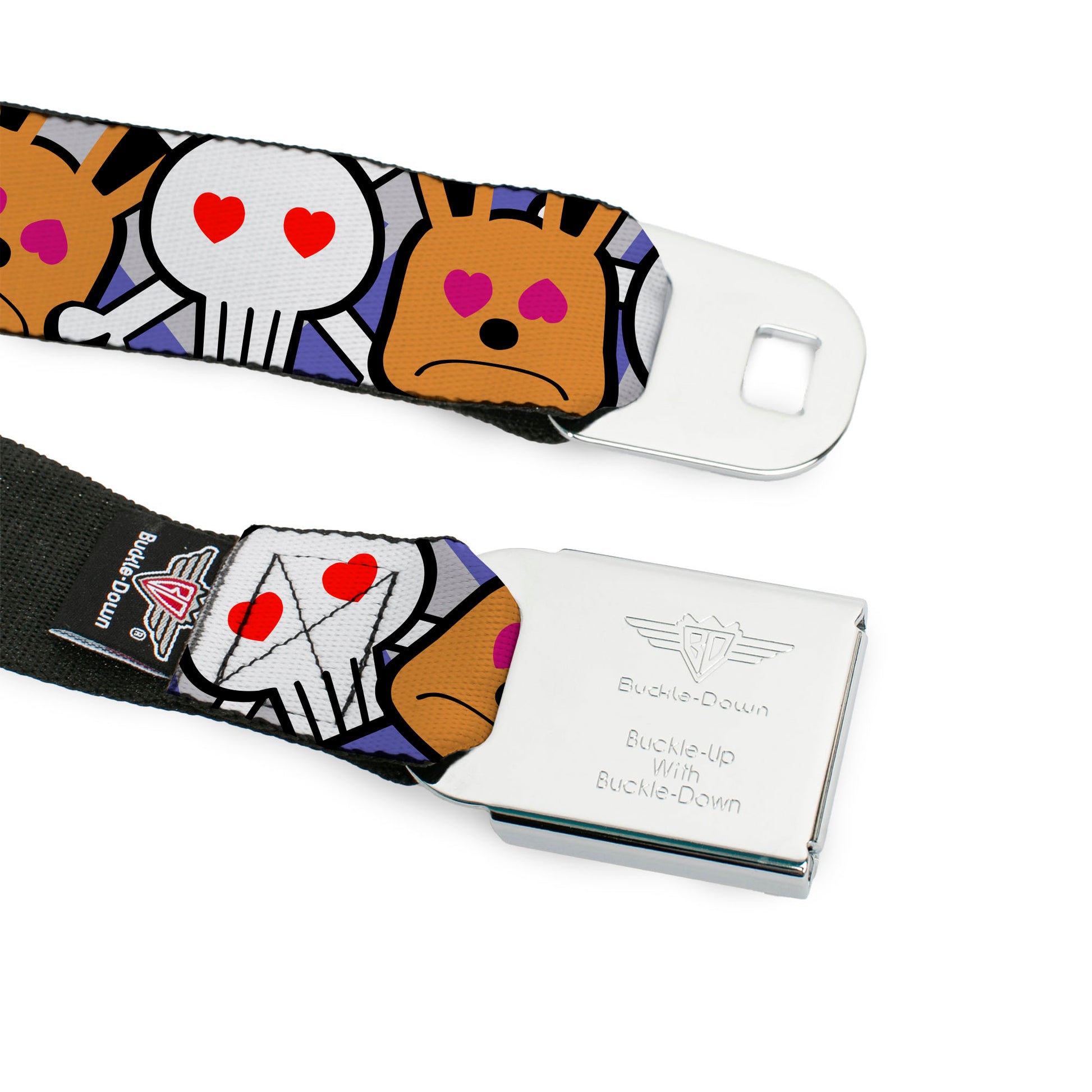 BD Wings Logo CLOSE-UP Full Color Black Silver Seatbelt Belt - BD Cartoon CLOSE-UP Webbing Seatbelt Belts Buckle-Down