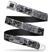 BD Wings Logo CLOSE-UP Full Color Black Silver Seatbelt Belt - BD Werewolves Webbing Seatbelt Belts Buckle-Down