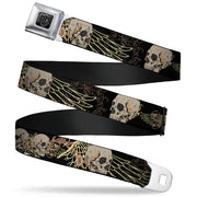 BD Wings Logo CLOSE-UP Full Color Black Silver Seatbelt Belt - BD Die Hard Skull 01 Webbing Seatbelt Belts Buckle-Down