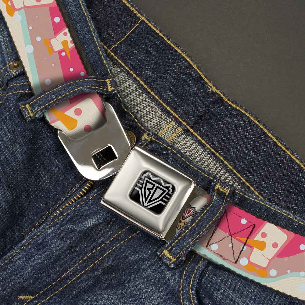 BD Wings Logo CLOSE-UP Full Color Black Silver Seatbelt Belt - Block Penguins Mauve Webbing Seatbelt Belts Buckle-Down
