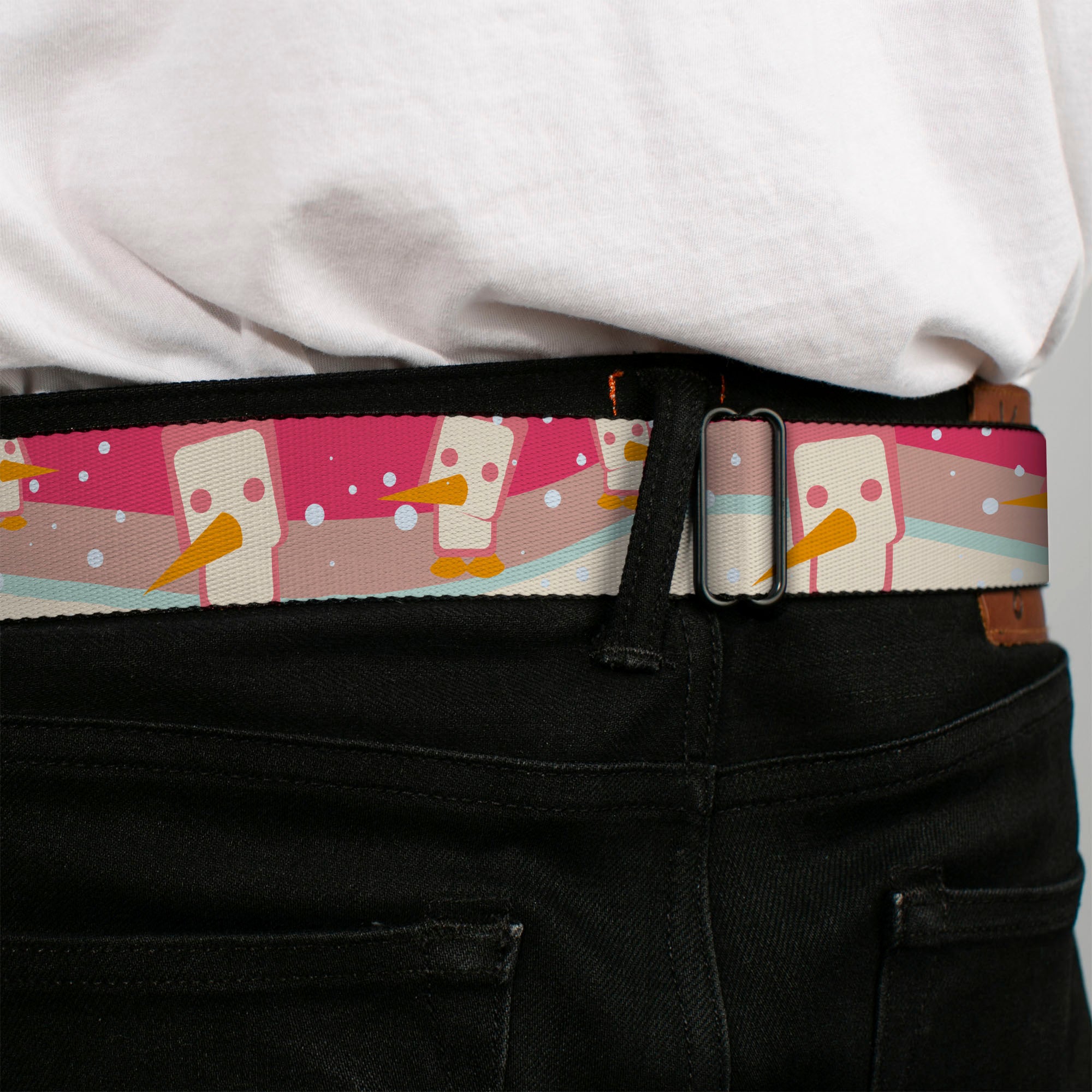 BD Wings Logo CLOSE-UP Full Color Black Silver Seatbelt Belt - Block Penguins Mauve Webbing Seatbelt Belts Buckle-Down