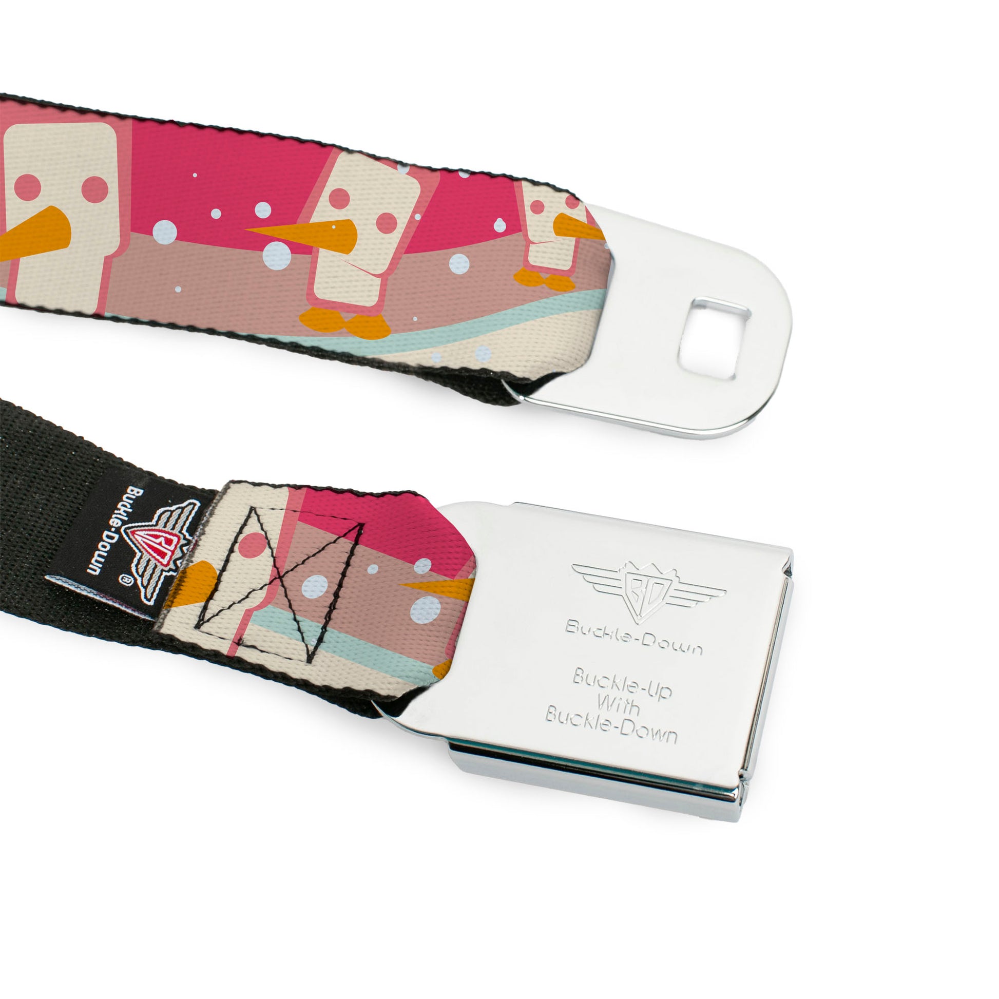BD Wings Logo CLOSE-UP Full Color Black Silver Seatbelt Belt - Block Penguins Mauve Webbing Seatbelt Belts Buckle-Down