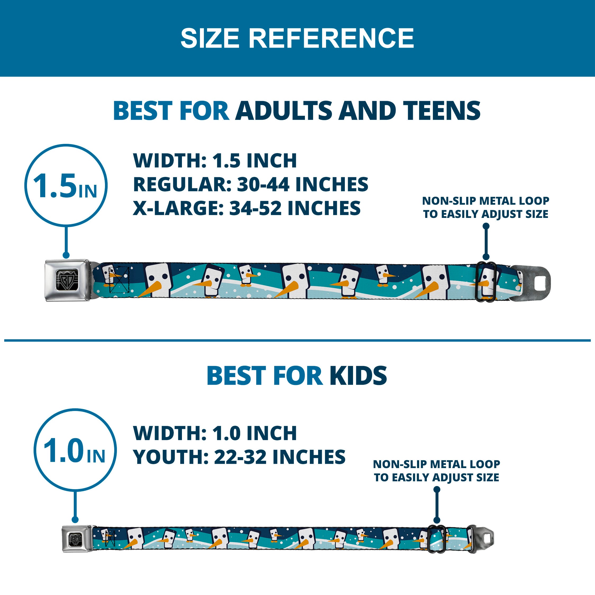 BD Wings Logo CLOSE-UP Full Color Black Silver Seatbelt Belt - Block Penguins Navy Webbing Seatbelt Belts Buckle-Down