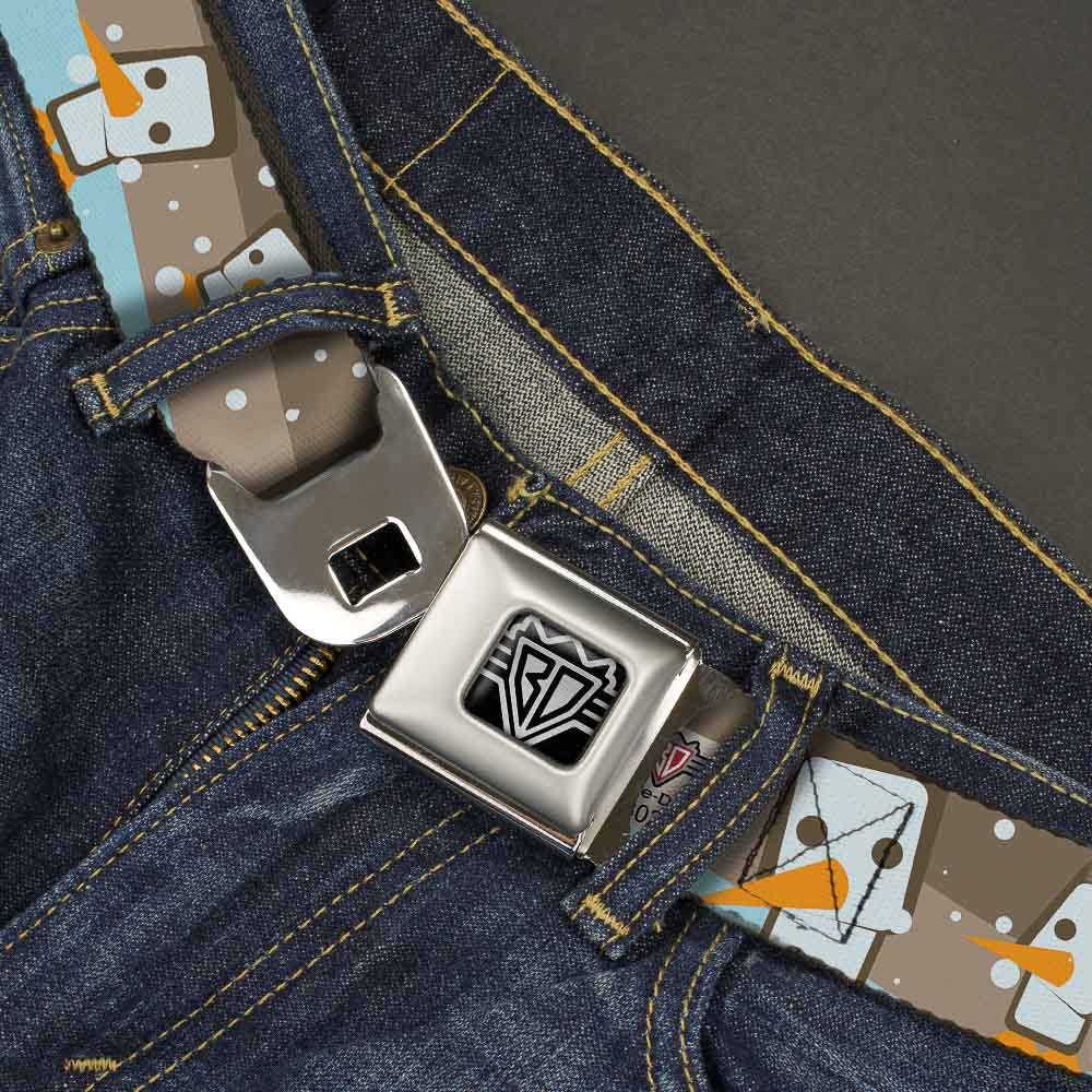 BD Wings Logo CLOSE-UP Full Color Black Silver Seatbelt Belt - Block Penguins Tan Webbing Seatbelt Belts Buckle-Down