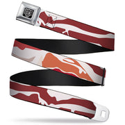 BD Wings Logo CLOSE-UP Full Color Black Silver Seatbelt Belt - Bacon CLOSE-UP Webbing Seatbelt Belts Buckle-Down