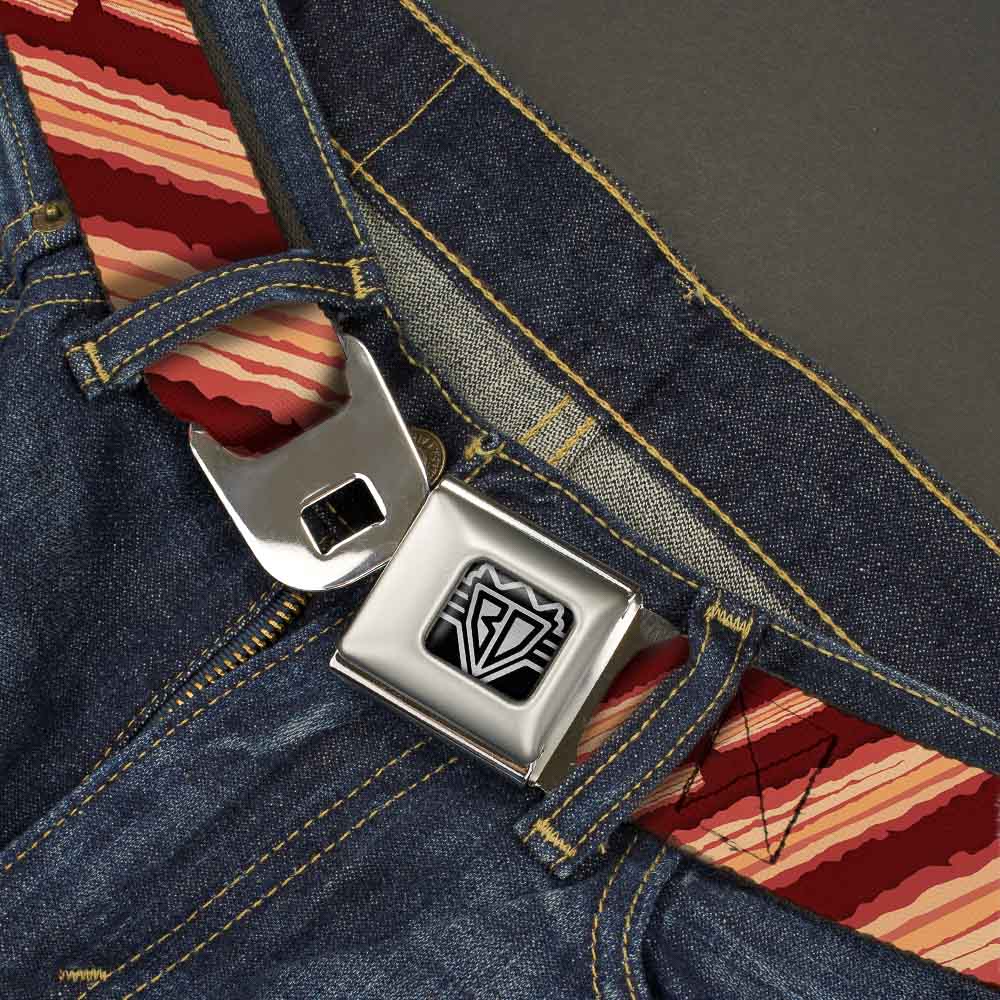 BD Wings Logo CLOSE-UP Full Color Black Silver Seatbelt Belt - Bacon Slices Maroon Webbing Seatbelt Belts Buckle-Down