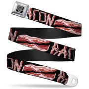 BD Wings Logo CLOSE-UP Full Color Black Silver Seatbelt Belt - Bacon w/Text2 Webbing Seatbelt Belts Buckle-Down