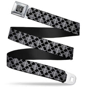 BD Wings Logo CLOSE-UP Full Color Black Silver Seatbelt Belt - Boudoir Wallpaper Black/White Webbing Seatbelt Belts Buckle-Down