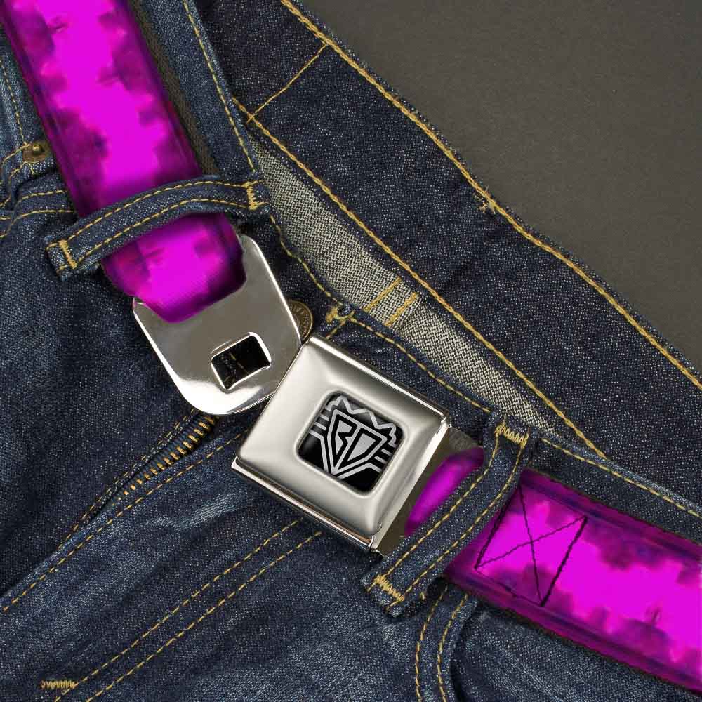 BD Wings Logo CLOSE-UP Full Color Black Silver Seatbelt Belt - Boudoir Wallpaper Fuchsia/Black Webbing Seatbelt Belts Buckle-Down