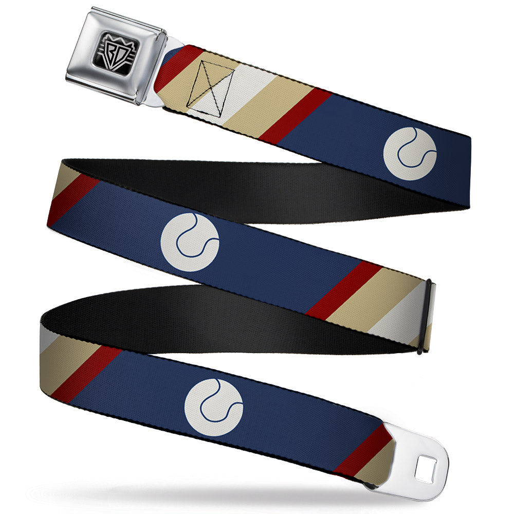 BD Wings Logo CLOSE-UP Full Color Black Silver Seatbelt Belt - Ball/Stripes Tan/Blue/Burgundy Webbing Seatbelt Belts Buckle-Down