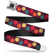BD Wings Logo CLOSE-UP Full Color Black Silver Seatbelt Belt - Big Dots Purple/Multi Pastel Webbing Seatbelt Belts Buckle-Down