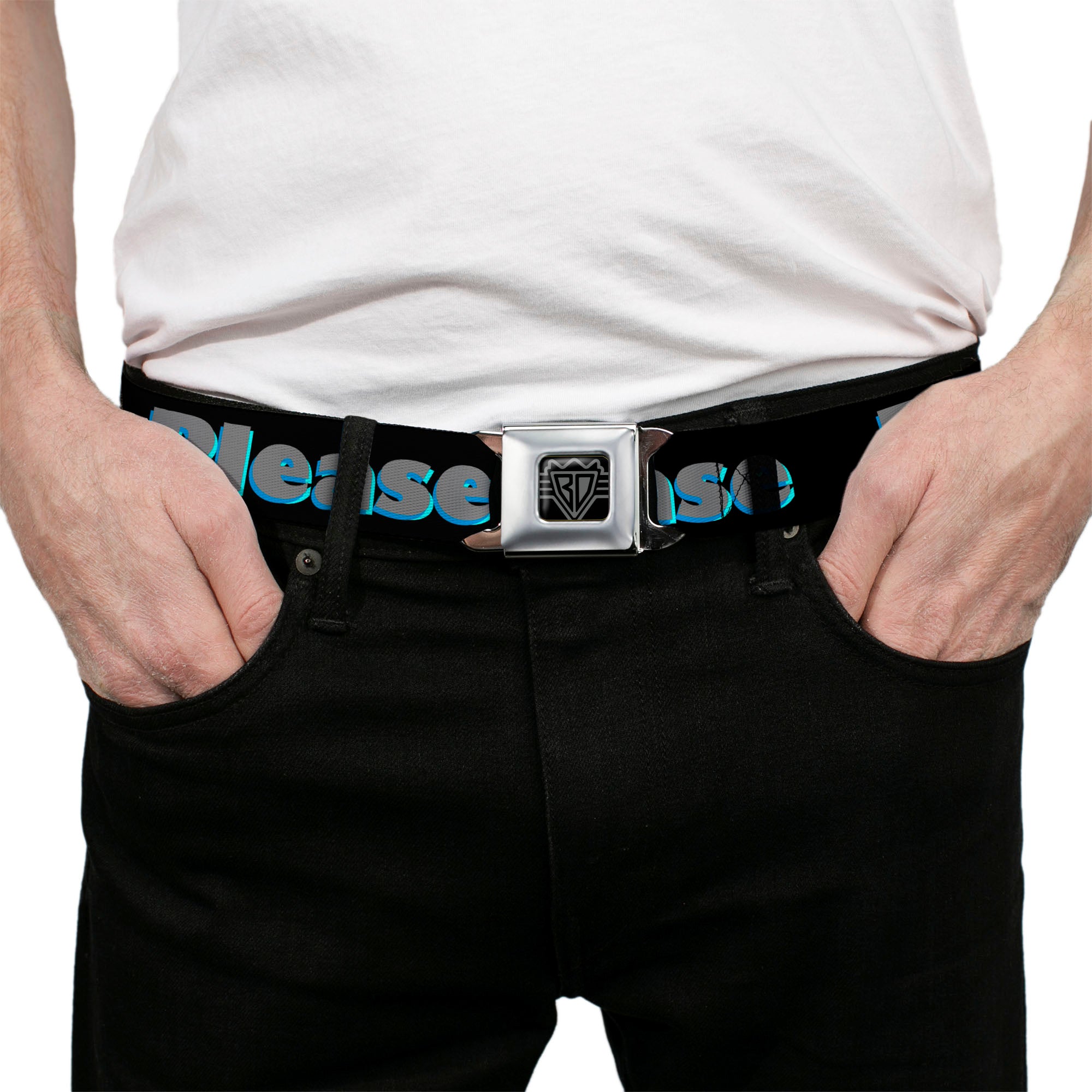 Seatbelt Belt - BITCH PLEASE Black/Blue/Gray Seatbelt Belts Buckle-Down